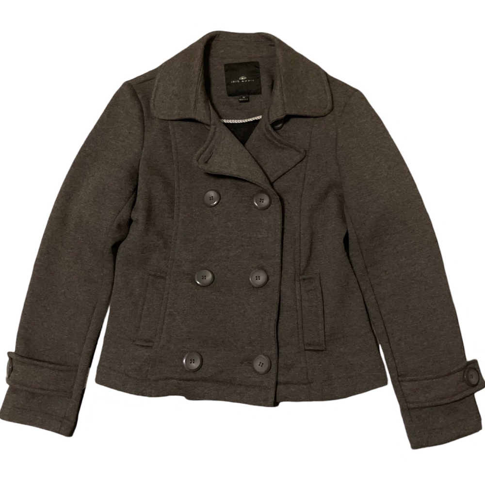 Women’s Iris Basic Double Breasted Soft Gray Pea … - image 2